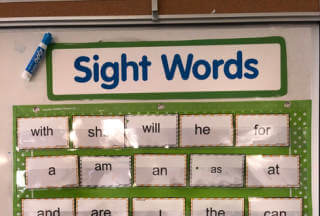 Board with text for teaching kids how to read