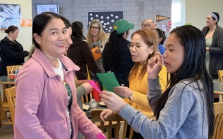 High school students using sentence stems during structured pair work
